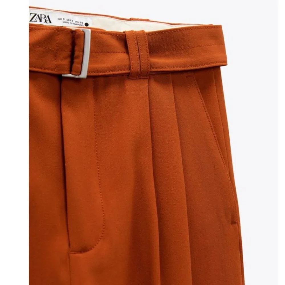 Zara The Straight Tapered Trousers in Geranium Color Size XL Style  2659/460/616 - Picture 4 of 15